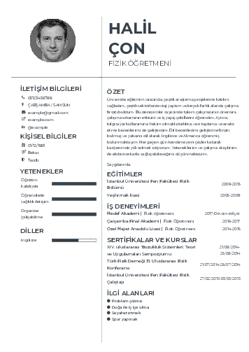 Fizik Öğretmeni CV Örnekleri cv indir